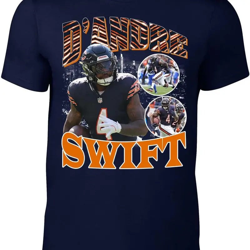 Navy Chicago D'Andre Swift Bootleg Style T-Shirt