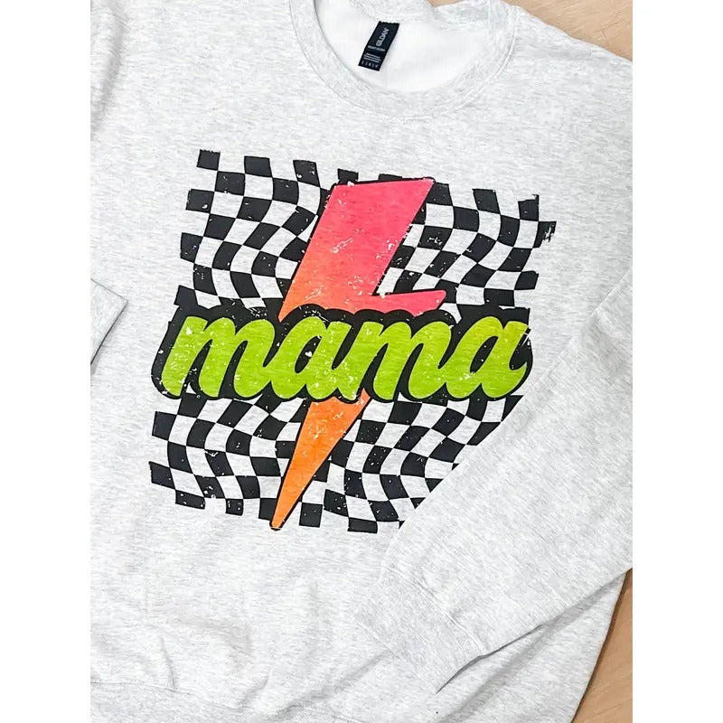 Neon Checkered Mama Graphic Top