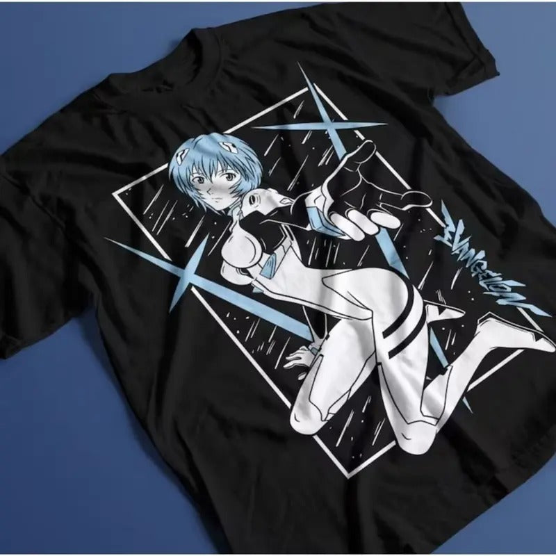 Neon Genesis Evangelion Anime T-Shirt & Sweatshirt, Rei Ayanami Kawaii Waifu Graphic Tee, Anime Manga Lover Gifts Ball Cotton t shirt Dragon Menswear