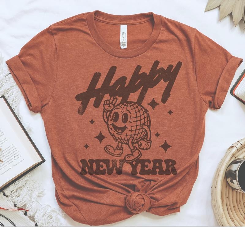 New Years T-Shirt Fun New Year Tshirt Celebrate New Tees Soft Print T-Shirt Comfy Oversized Tshirt Sublimation Tee Year 2024 T-Shirt Ball Drop Tshirt New Years Tee Comfortable Fabric