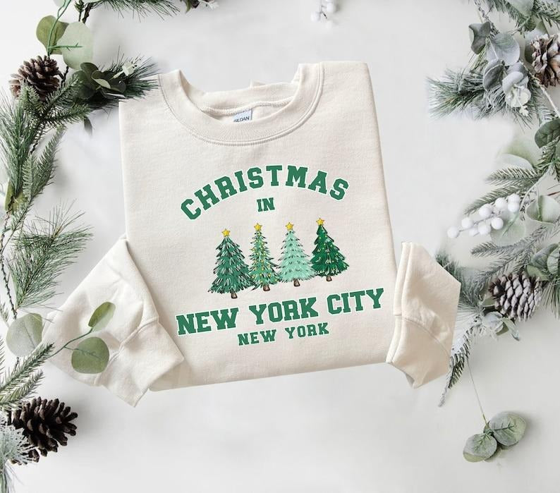 New York Vintage Shirt, New York Sweater, NYC Shirt, Personalized City Name Shirt, Christmas Trip Sweatshirt, Christmas tree T-shirt, sweater and Hoodie