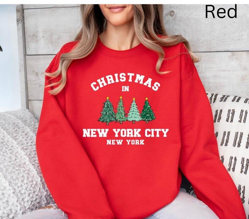 New York Vintage Sweatshirt, New York Sweater, NYC Sweatshirt, Statue Shirt, Christmas Trip Sweatshirt, Christmas NYC Sweater, Ugly T-shirt, sweater and Hoodie