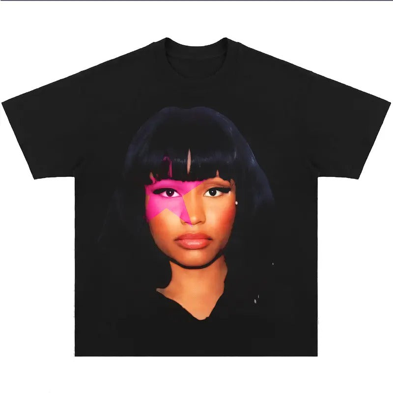 Nickii Minajj Big Head T-Shirt Vintage Rapper Graphic Tee Rap Hip Hop Y2k Merch Men Women Fans Menswearstyle{n002}2