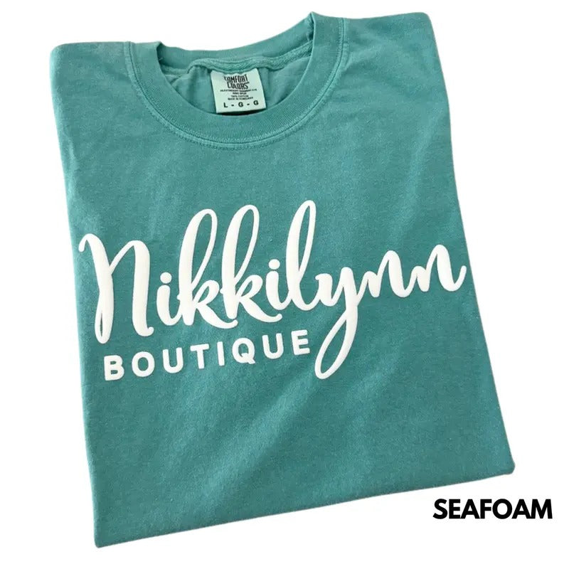Nikkilynn White PUFF Comfort Colors T-Shirt 'NLB'
