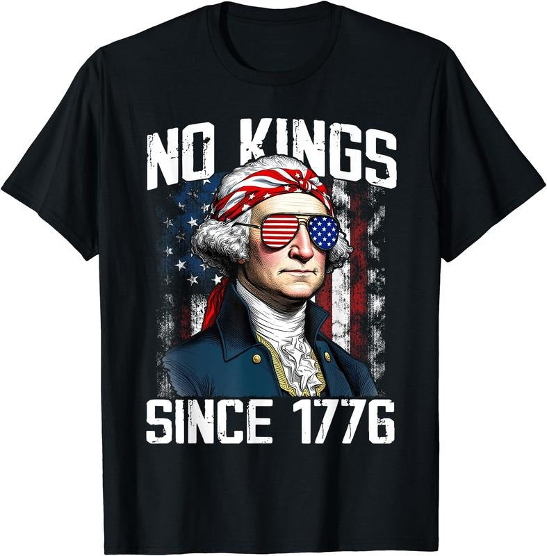 No Kings in America Since 1776 Distressed USA Flag Vintage T-Shirt | Unisex Cotton Tee Gift, Crewneck, Short Sleeve
