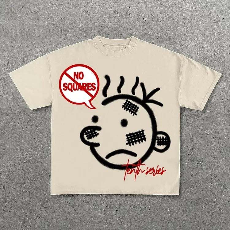 No Squares Retro Street Pattern T-Shirt - Cotton Shirt - S to 4XL - Multiple color