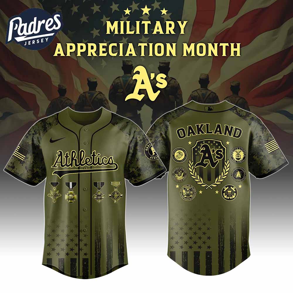 Oakland Athletics MLB x Military Appreciation Month Baseball Jersey - Padres Jersey Oasis: Elevate Your Baseball Style Game