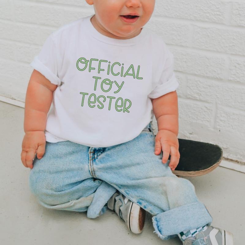 Official Toy Tester, Toddler T-Shirts & Baby Bodysuits, Graphic Infant Clothes, Cute Baby Shower Gift, Trendy Kids Apparel, Soft Cotton Outfits