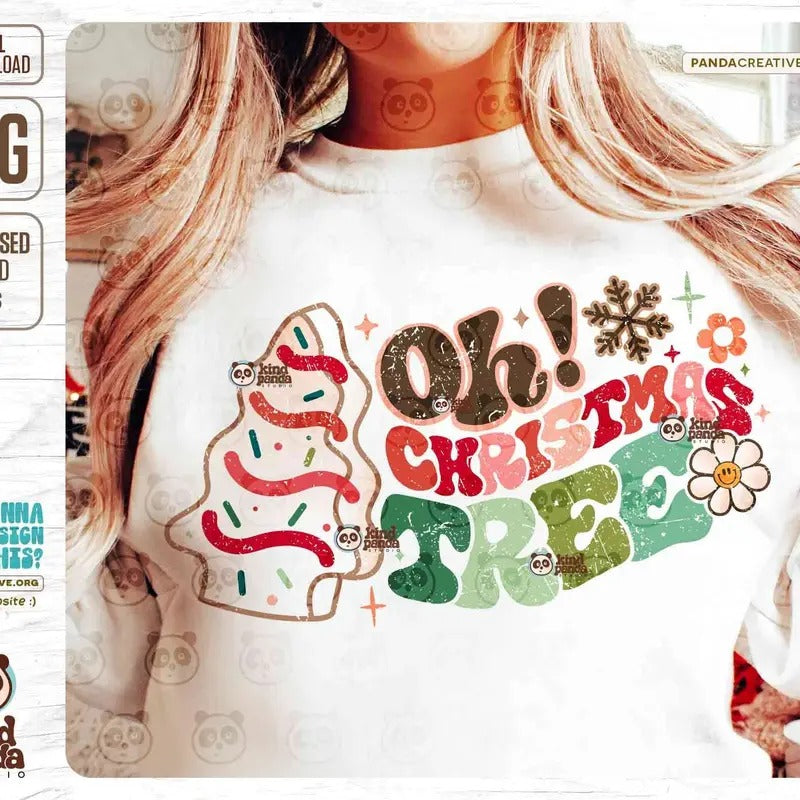 Oh Christmas Tree Png Retro Christmas Sublimation Little Debbie Holiday Cake Christmas Shirt Design Christmas Tree Junkie Dtf Design
