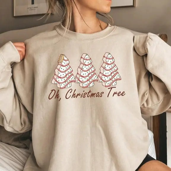 Oh Christmas Tree Sweatshirt, Christmas Sweater, Funny Christmas Crewneck, Retro Christmas Cake Shirt, Christmas Tshirt, Holiday Season Gift