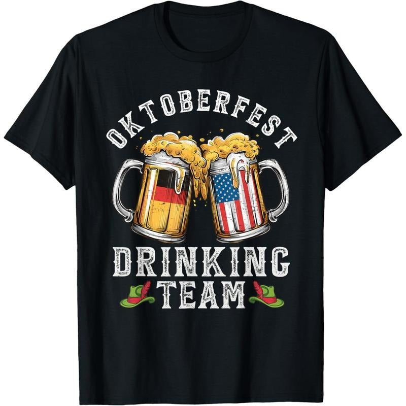 Oktoberfest Squad Drinking Team Beer German American Flag T-Shirt made in usa