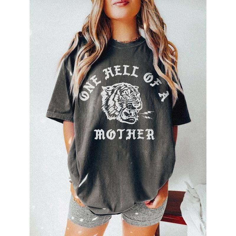 One Hell Of A Mother Tee Retro Grunge Edgy Mom Shirt Mothers Day Gift New Mom Push Present Bonus Mom First Time Mom Stepmom sweater