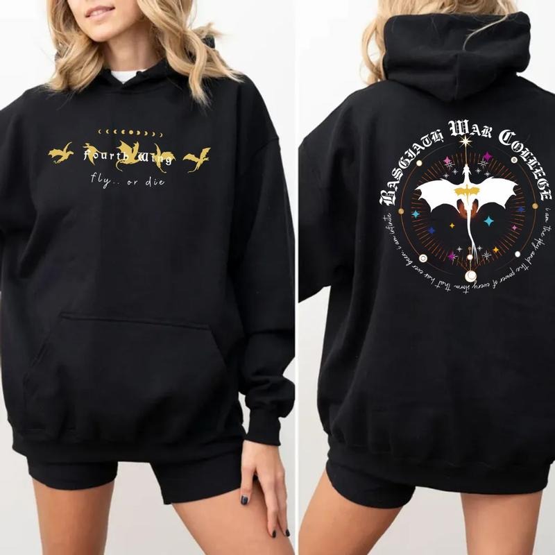 Onyx Storm Brave The Dark Hoodie, Fly Or Die Fourth Wing Series Two Side Shirt, Dragon Rider Sweater, Unisex Sweater Pullover Tee