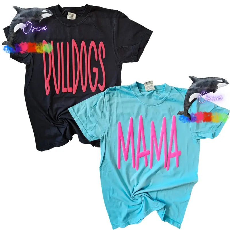 Orca ~ Comfort Colors Unisex T-shirt with Puff ~ Custom Wording ~ Small - 4XL