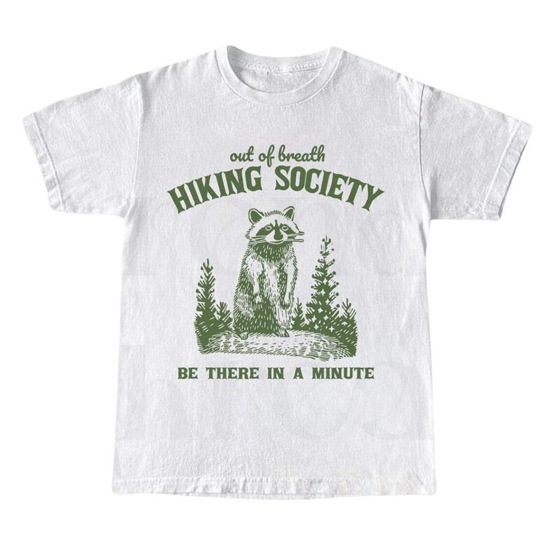 Out of Breath Hiking Society Shirt, Funny Hiking Graphic Tee, Raccoon Trash Panda Shirt, Nature Lover T Shirt, graphic tees Top Womenswear