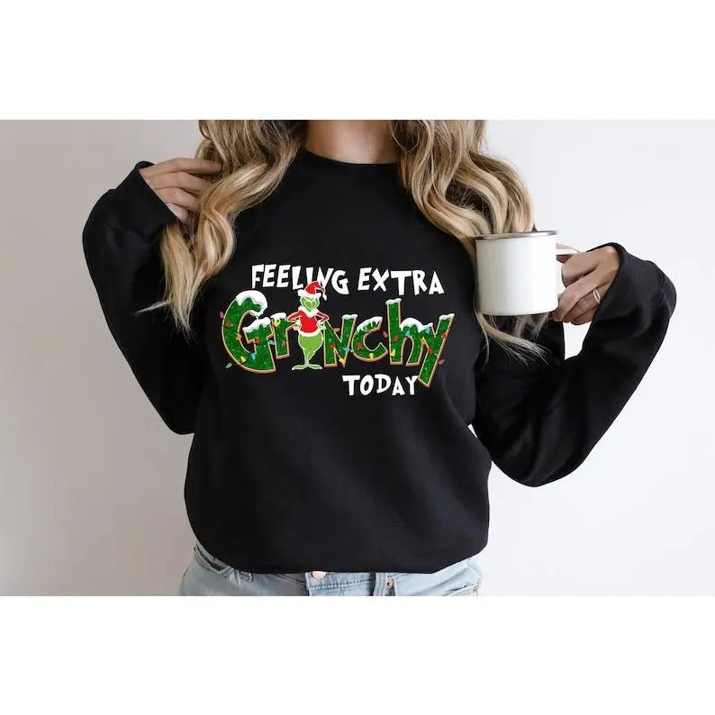 Oversized Feeling Extra G!nchmasy Today Christmas Sweatshirt, G!nchmas Sweatshirt, Christmas Hoodie, Family Christmas Sweatshirt, Funny G!nchmas Sweatshirt