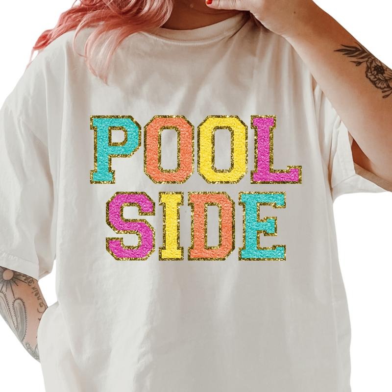 POOL SIDE DTG PRINTED Shirt ~ Unisex Apparel Relaxed Fit Printed In The USA Clothing Womenswear Casual Comfort Cotton Top Athletic Boho Chic