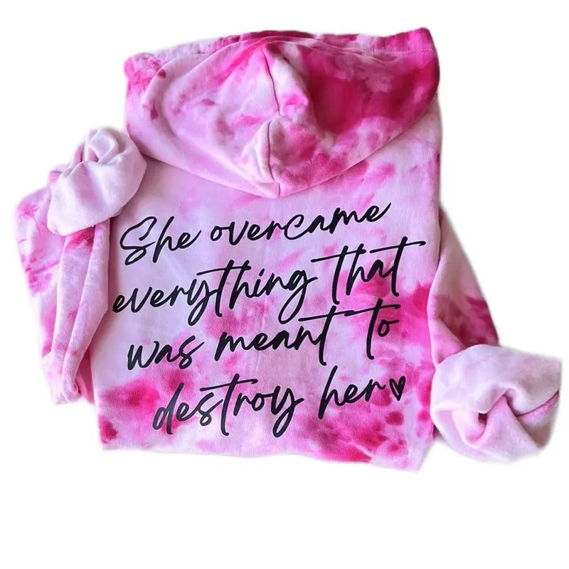 POWHERFUL Pink Tie Dye Cute Graphic Hoodie - Comfortable Design, Ideal for Women's Wear Sweatshirts Pullover Soft Cotton Streetwear