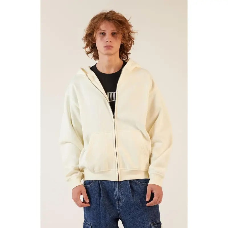 Pacsun Men's Cream Vintage Wash Full Zip Hoodie