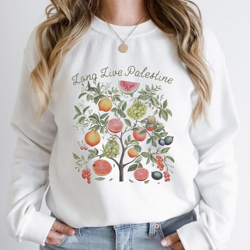 Palestinian Fruits Aesthetic Sweatshirt for Human Rights, Free Palestine Sweatshirt, Free Palestine Gaza Shirt, Sweatshirt, Casual Cotton Top Womenswear Check Comfortable