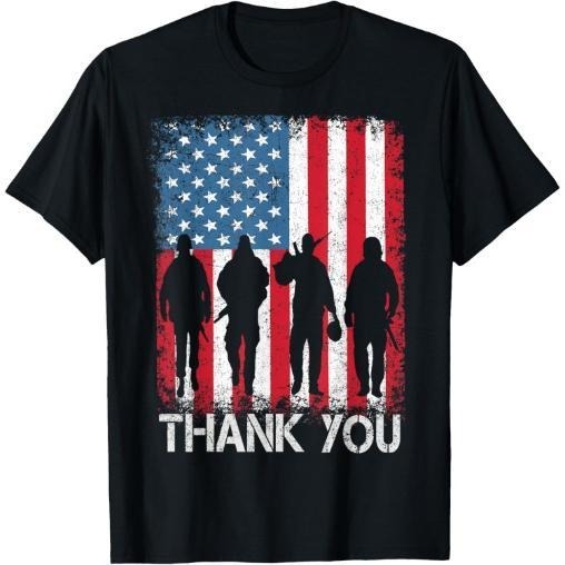 Patriotic American Flag Thank You For Men T-Shirt Made in USA