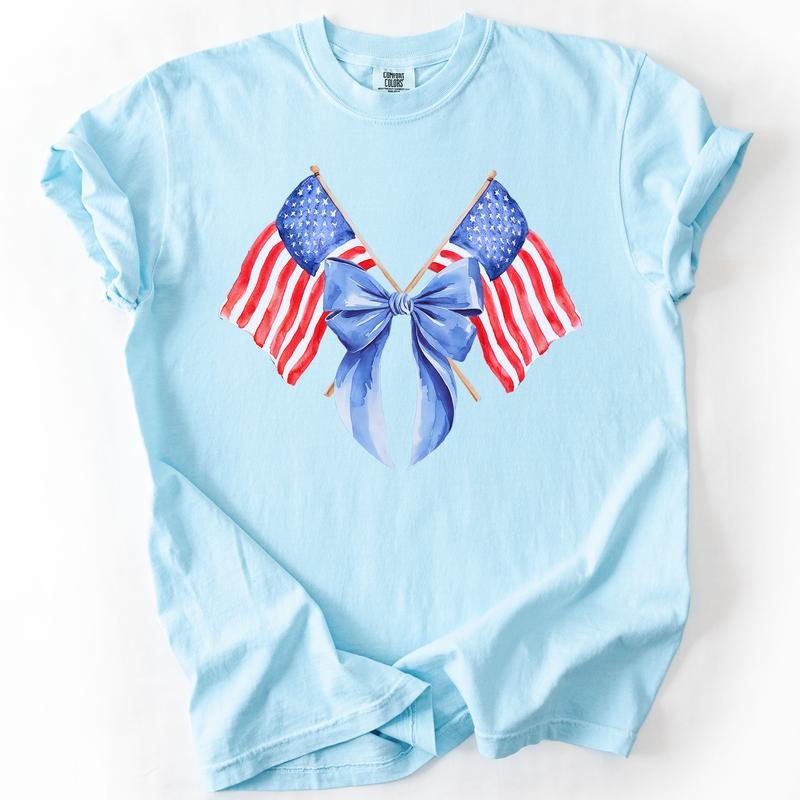 Patriotic Coquette Flags, America, USA, Fourth Of July, Comfort Colors T-Shirt, Women's Comfort Colors Tee