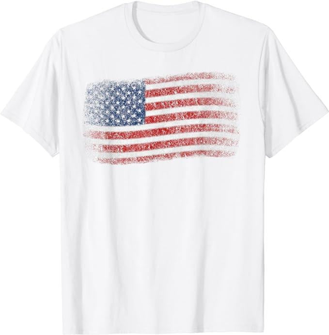 Patriotic Shirts For Men, American Flag 4th of July Vintage USA Flag T-Shirt Menswear Casual Cotton Fashion Top
