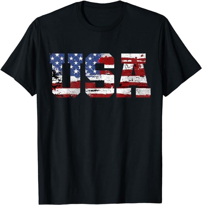 Patriotic Shirts For Men, American Flag USA United States Of America US 4th of July T-Shirt Menswear Top Casual Cotton Fashion Basic