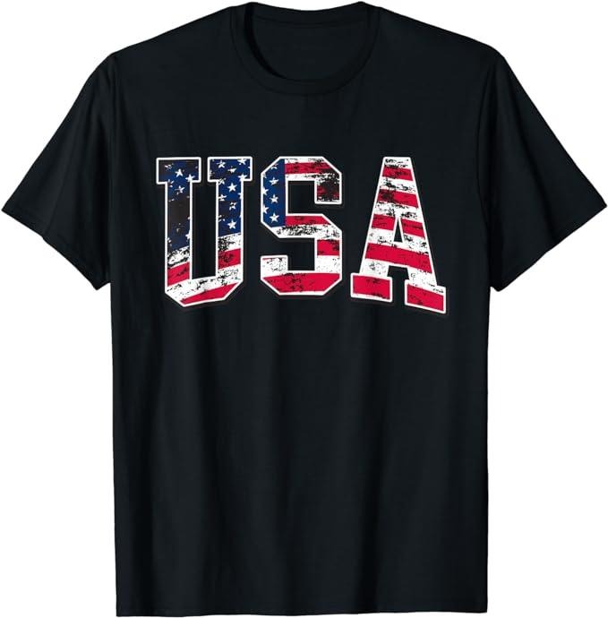 Patriotic Shirts For Men, USA Vintage American Flag T-Shirt Menswear Top Casual Cotton Fashion Basic