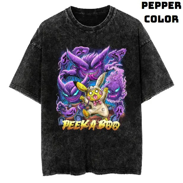 Peeka Boo Pokemon Vintage Tee, Pikachu Shirt, Pokemon Shirt, Vintage Pokemon Anime T-shirt, Anime Manga Shirt, Funny Shirt, Vintage Graphic Tee, Unisex T-Shirt, Gift For Fan Pokemon, Crewneck Short Sleeve Shirt Top Menswear Streetwear