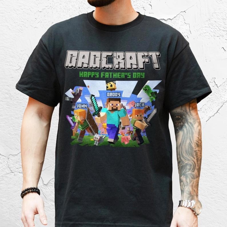 Personalized DadCraft Shirt, A MineC Movie Shirt For Kids, Chicken Jockey Gaming, Happy Father's Day Gift, Trending Game Unisex Tee Cotton