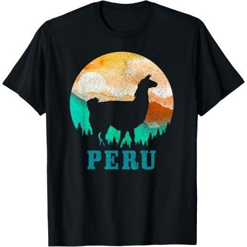 Peru Llama Alpaca Peruvian Roots Pride Vintage Peru T-Shirt Made in USA