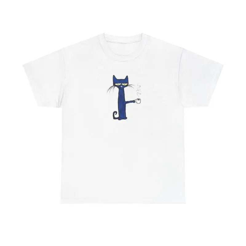 Pete The Cat Coffee Shirt - Memories Shirt - Gift For BoyFriends - Cat Lovers - Menswear Womenswear Streetwear