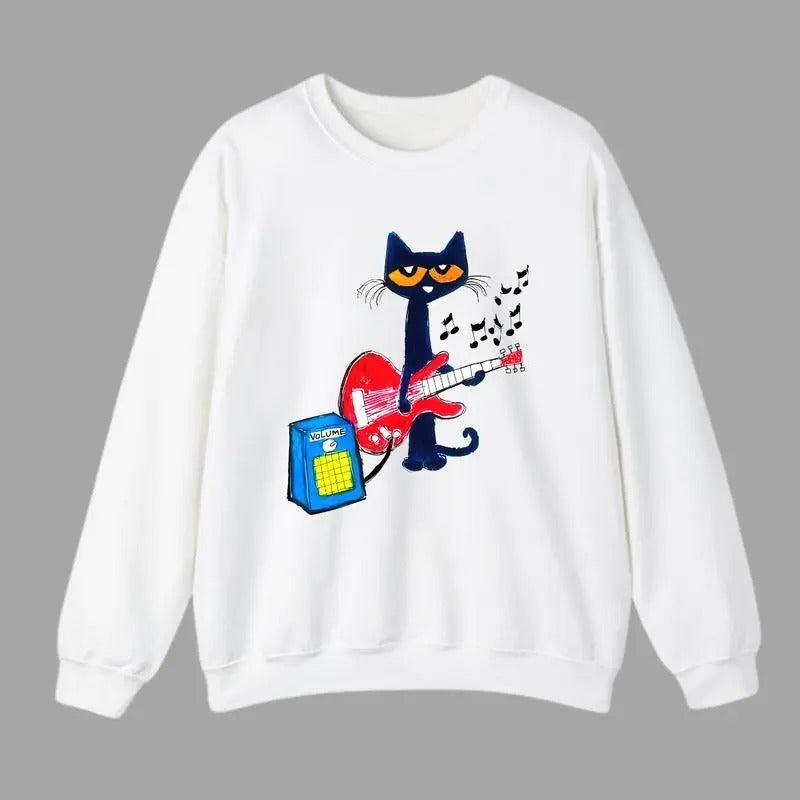 Pete the Cat Playing Guitar Shirt, Baby Tee Graphic Sweatshirt, Unisex Shirt Menswear Top Womenswear