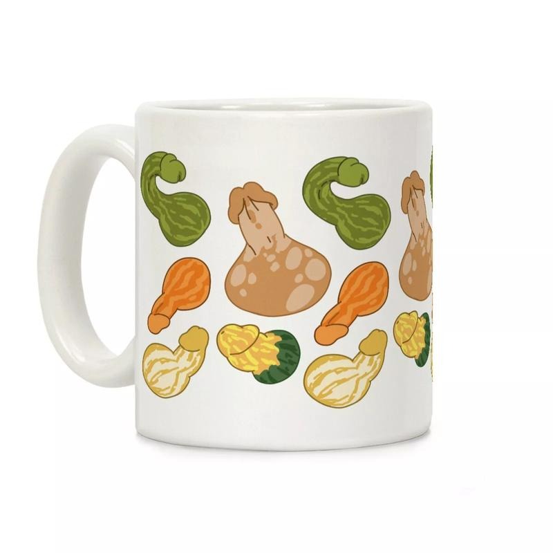Phallic Gourd Pattern Coffee Mug 11oz-15oz, Printed in the USA, Handy for Coffee and Tea, Funny Coffee Mug, Gift Ideas