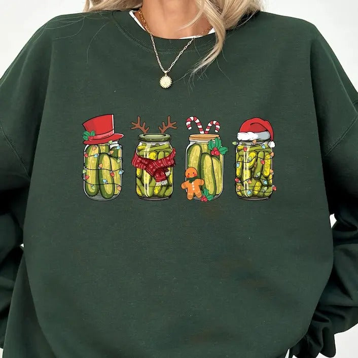Pickle Lover Christmas Gift, Pickle Canned Sweatshirt Funny Christmas Santa Pickle, Retro Christmas Sweatshirt , Xmas Santa