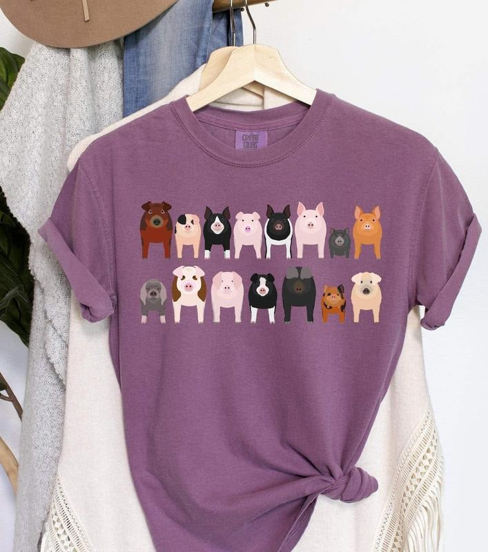 Pig Breeds Farm Animal Lover T-Shirt