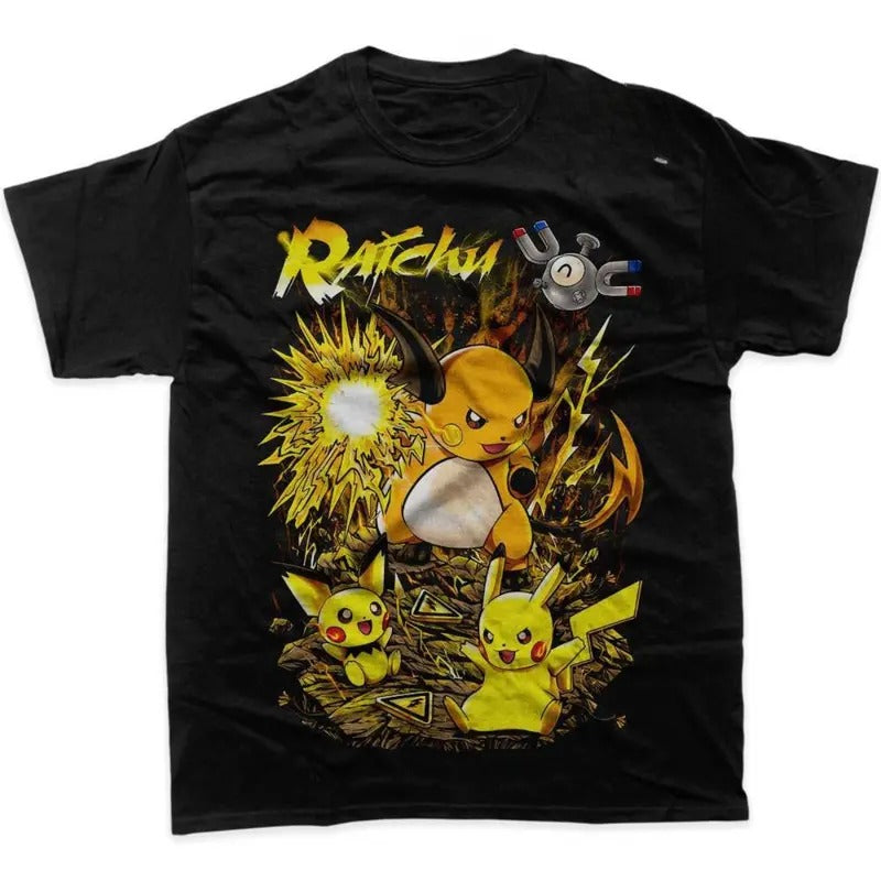 Pikachu Shirt, Raichu Shirt, Pokemon T-Shirt, Anime Shirt, Graphic Tee, Men's Vintage Tees, Gift For man, gift for her Menswear Top