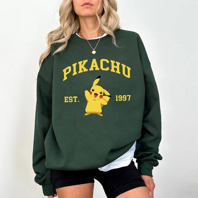 Pikachu T-Shirt Sweatshirt Hoodie, Japanese Anime Pokemon Shirt, Funny Pikachu Game Cartoon, Pokemon Birthday Shirt, Anime Shirt, Pokemon Shirt