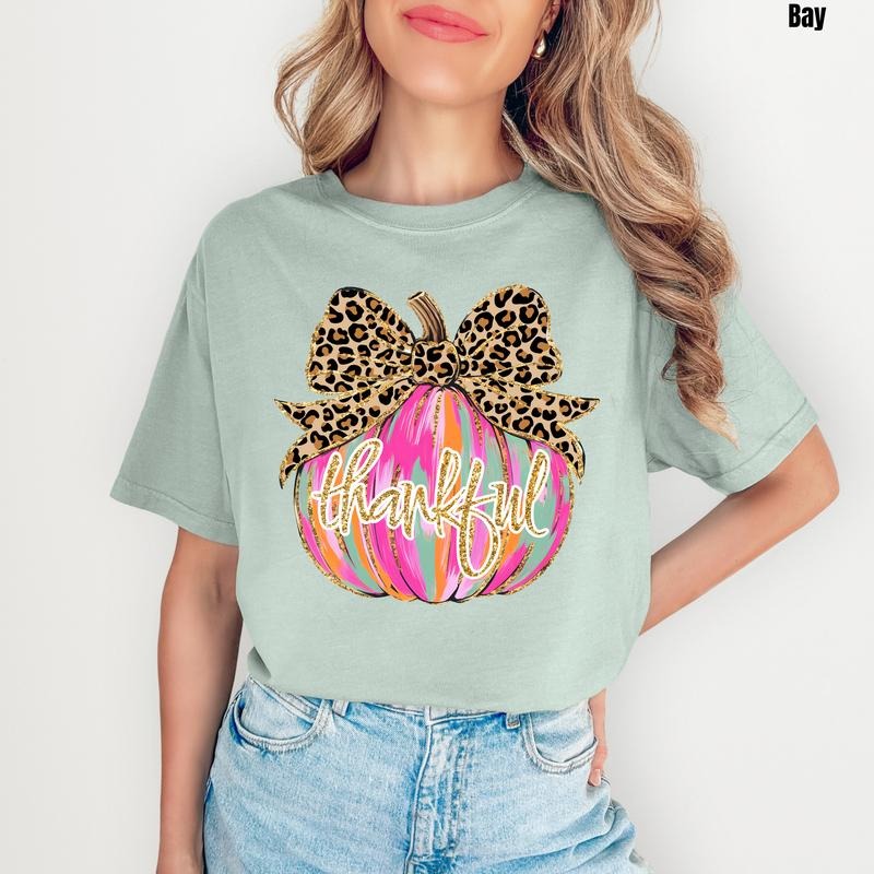 Pink Thankful Pumpkin Comfort Colors T-Shirt 'NLB'