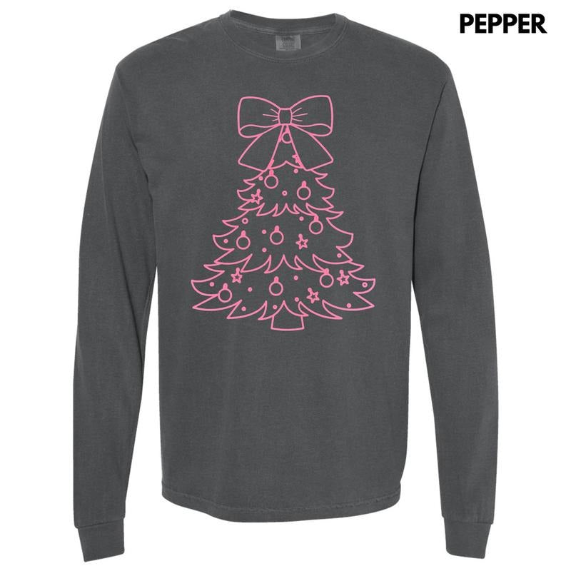 Pink Tree PUFF Long Sleeve Comfort Colors T-Shirt