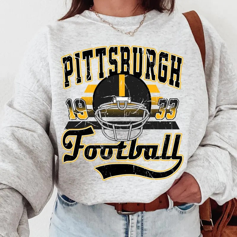Pittsburgh Steeler Crewneck Sweatshir, T-Shirt, Vintage Steelers T-Shirt, Pittsburgh Game Day, Steeler Gifts