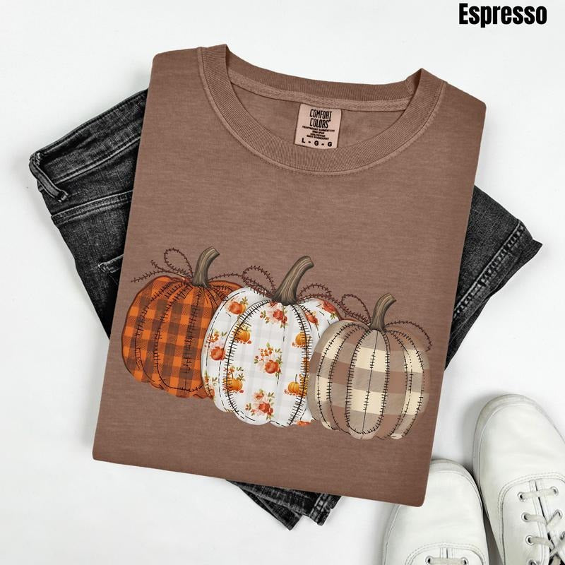 Plaid Pumpkin Trio Comfort Colors T-Shirt 'NLB'