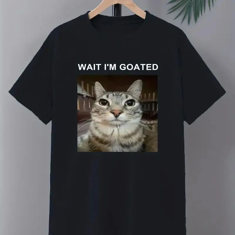 Plus Size Men's Casual Short Sleeve T-Shirt - Lightweight, Comfortable, Summer-Friendly, Goated Print, Wait I'm Design, Relaxed Fit