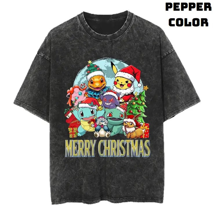 Pocket Christmas Vintage Graphic Tees, Pokemon T-Shirt, Pokemon Shirts, Pokemon Stuff, Unisex Anime Manga Shirt Top Menswear Womenswear Streetwear