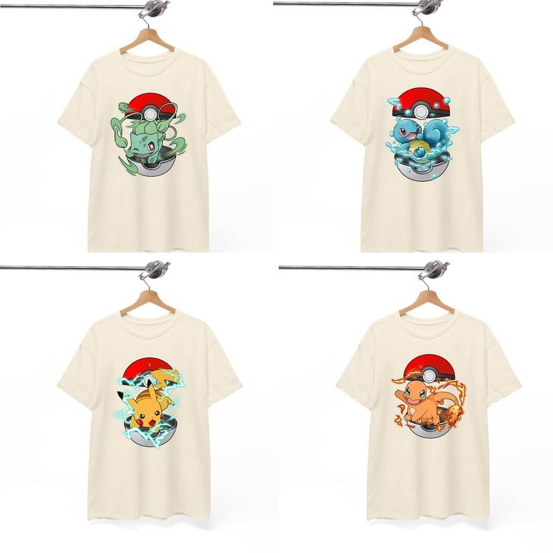 Pokemon Characters T Shirt, Anime Shirt, Pokemon Fans Shirt, Pikachu, Bulbasaur, Pokémon, Pokemon Lover Gift, Charmander, Squirtle