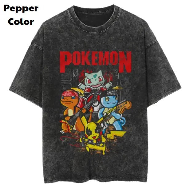 Pokemon Rock Band Vintage Tee, Red Team T-Shirt, Pokemon Tee, Anime Shirt, Animation Graphic Tees, Gym Shirt, Unisex T-Shirt