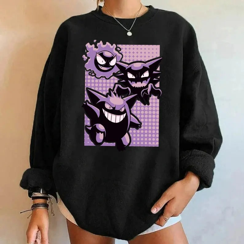 Pokemon Shirt, Gengar Sweatshirt, Monster Ghost Shirt, Kaiju Themed Shirts, Gengar Gift Japanese Anime Shirt, Dark Ghost Kaiju Japanese Style SWEATSHIRTS | Pokemon Sweatshirt, Anime Shirt, Halloween Shirt