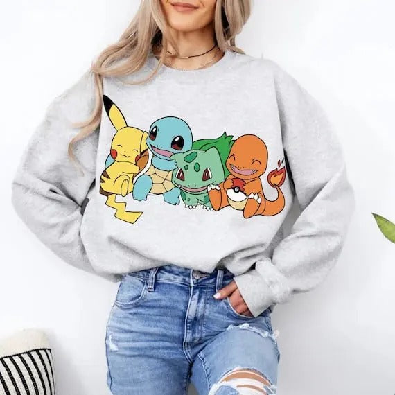 Pokemon Sweatshirt Hoodie Tshirt, Pokemon Anime Sweatshirt, Halloween Sweatshirt, Anime Sweatshirt , Japan Anime Sweatshirt, Pokemon Fans Shirt, Pikachu, Bulbasaur, Ivysaur, Pokémon, Pokemon Lover Gift Pokemon Anime Sweater