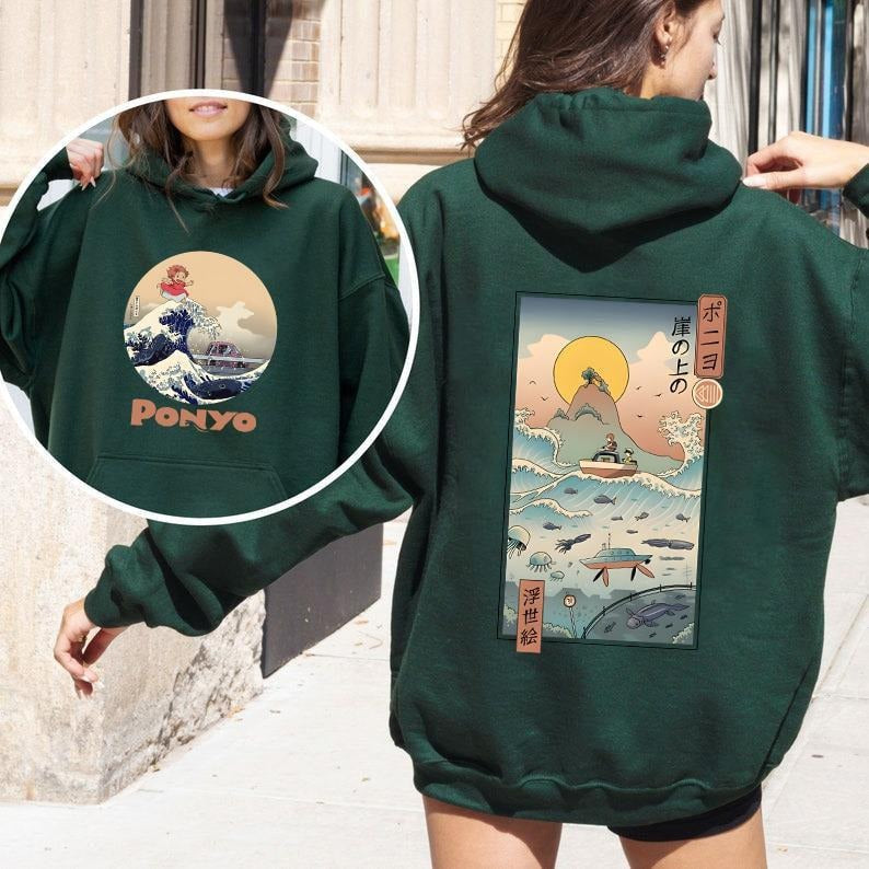 Ponyo 2 Sided Hoodie, Ponyo Sweater, Ghibli Studio Sweatshirt, Ghibli Ponyo Shirt, Ghibli Studio Shirt, Hayao Miyazaki, Sosuke, Trendy Ghibli Sweater, Totoro Sweater, Anime Sweatshirt, Spirited Away